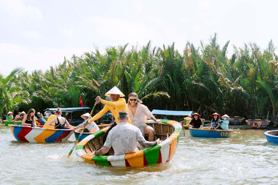 BUFFALO RIDING -BASKET BOAT & BIKE TOUR-HOI AN - Making a Hoi An lantern to take home