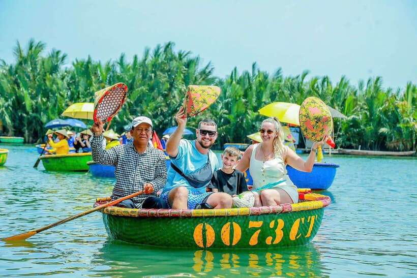 Hoi An: Basket Boat Ride in the BẢY MẪU Coconut Forest - Sitting low in a round bamboo boat