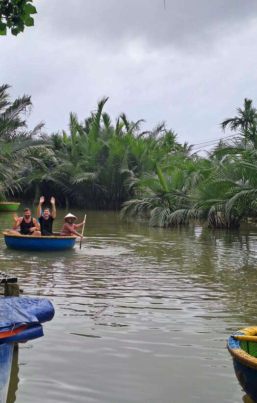 Hoi An City tour -Basket boat ride in the Coconut forest - Crab fishing and net casting on the water