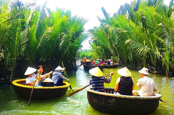 Hoi An: Cooking Class with Market, Lantern Making, Basket Boat - Riding a basket boat through Cam Thanh