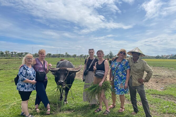 Hoi An countryside cycling Tour,Basket Boat-organic farming-lunch - Meeting the water buffalo
