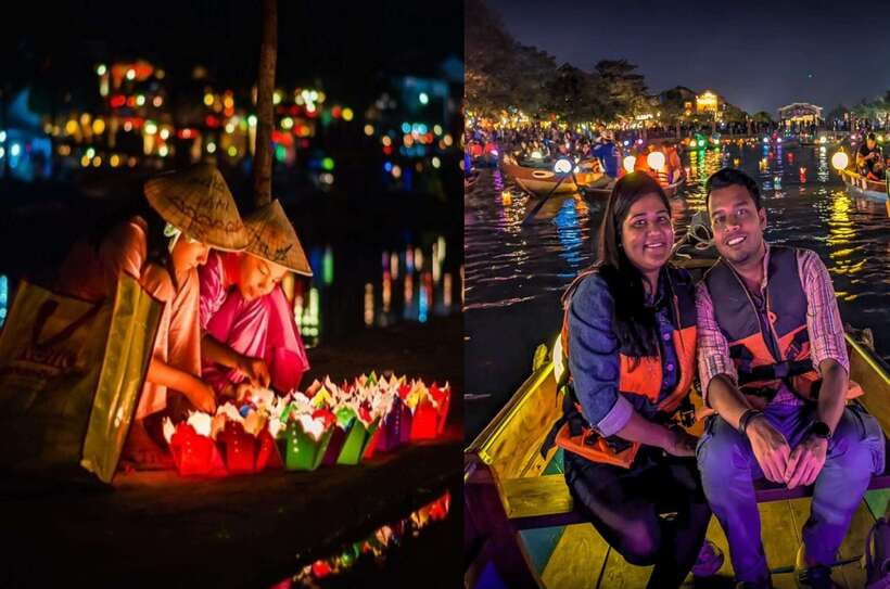 Hoi An : Lantern Boat Trip & Release Lantern - Releasing a lantern with a wish