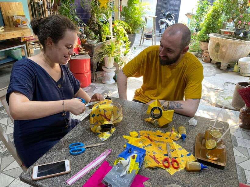 Hoi An :Lantern Making - Cooking Class -Coconut Basket Boat - Making your own Hoi An lantern