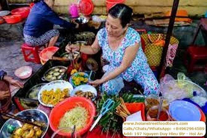 Night Life Street Food Tours Hoi An - White rose, chicken rice, and banh mi