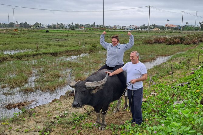Private Hoi An Countryside: Biking, Basket boat, buffalo, foods - Riding a buffalo and meeting the farming side of Hoi An